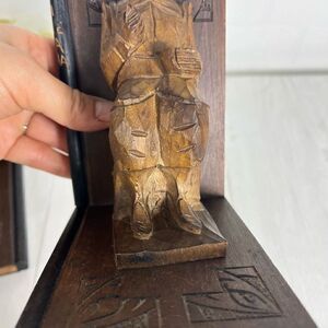 Vintage Wooden Hand Carved Bookends Don Quijote and Sancho